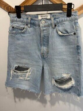 Reformation Distressed Button-Fly Denim Shorts | Size 23